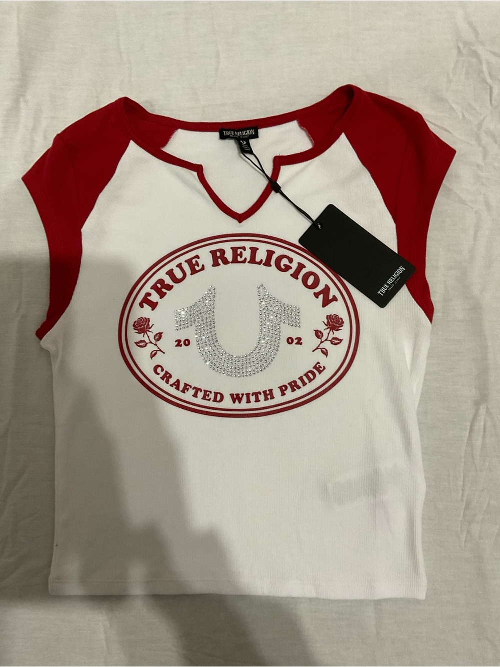 True Religion Rhinestone Logo Baby Tee